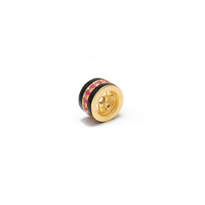 Sterling Silver Pavé Wheel Spacer Bead – Ruby Tsavorite Sapphire Diamond