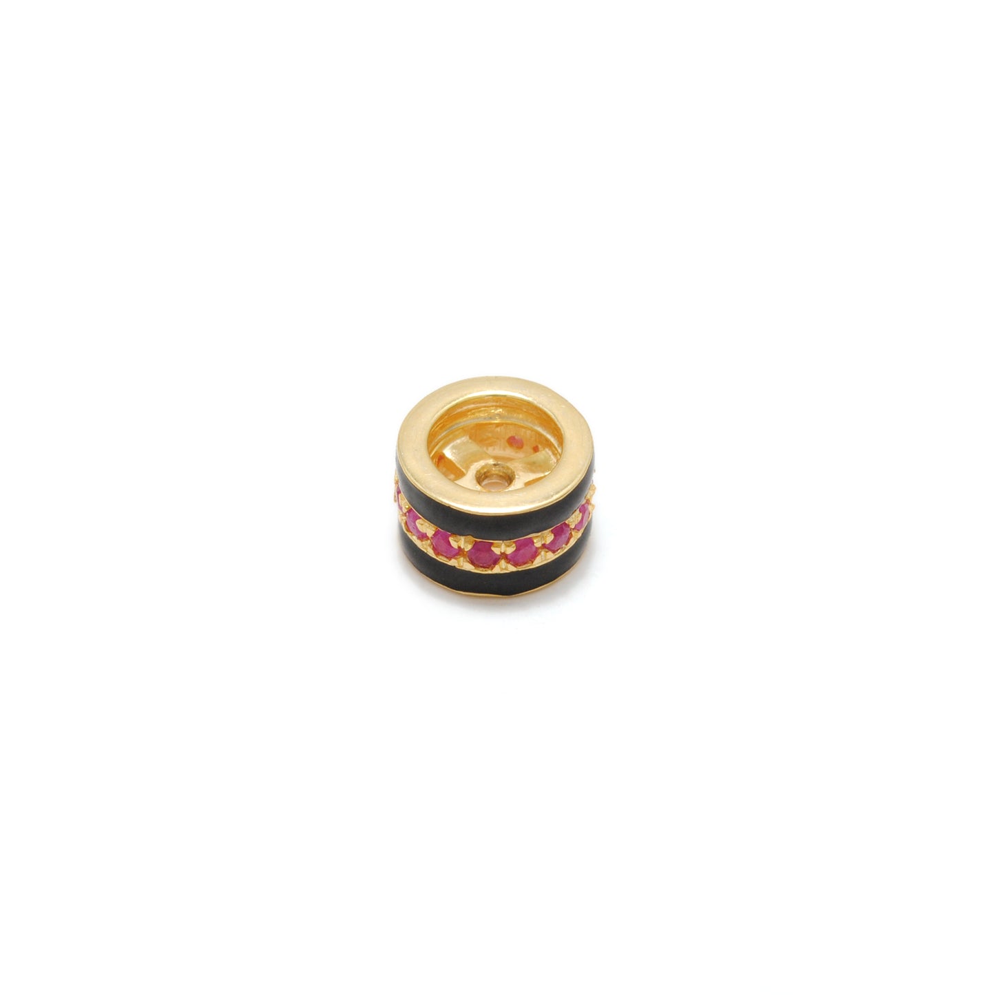 Sterling Silver Pavé Wheel Spacer Bead – Ruby Tsavorite Sapphire Diamond