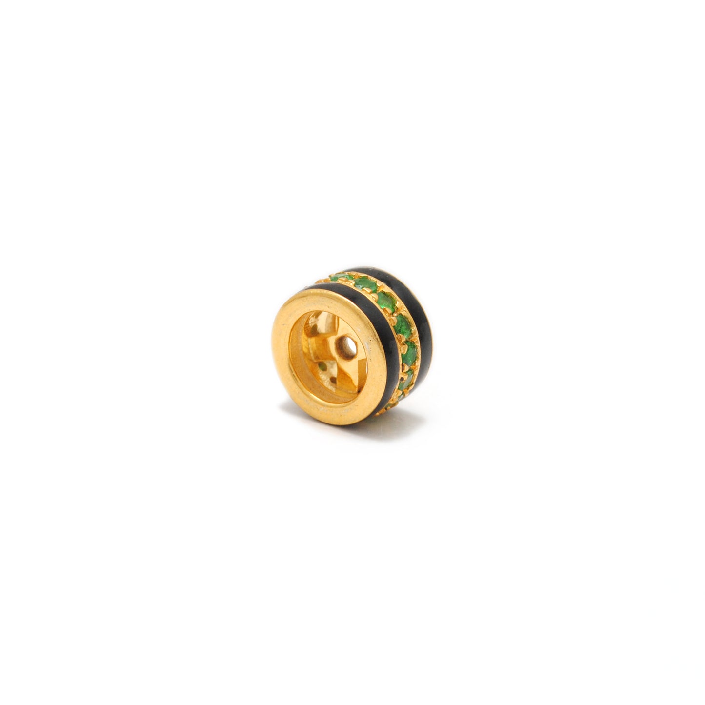 Sterling Silver Pavé Wheel Spacer Bead – Ruby Tsavorite Sapphire Diamond