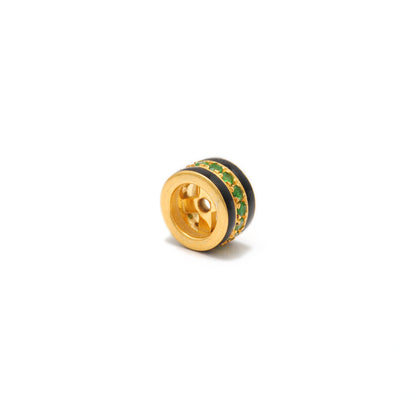 Sterling Silver Pavé Wheel Spacer Bead – Ruby Tsavorite Sapphire Diamond