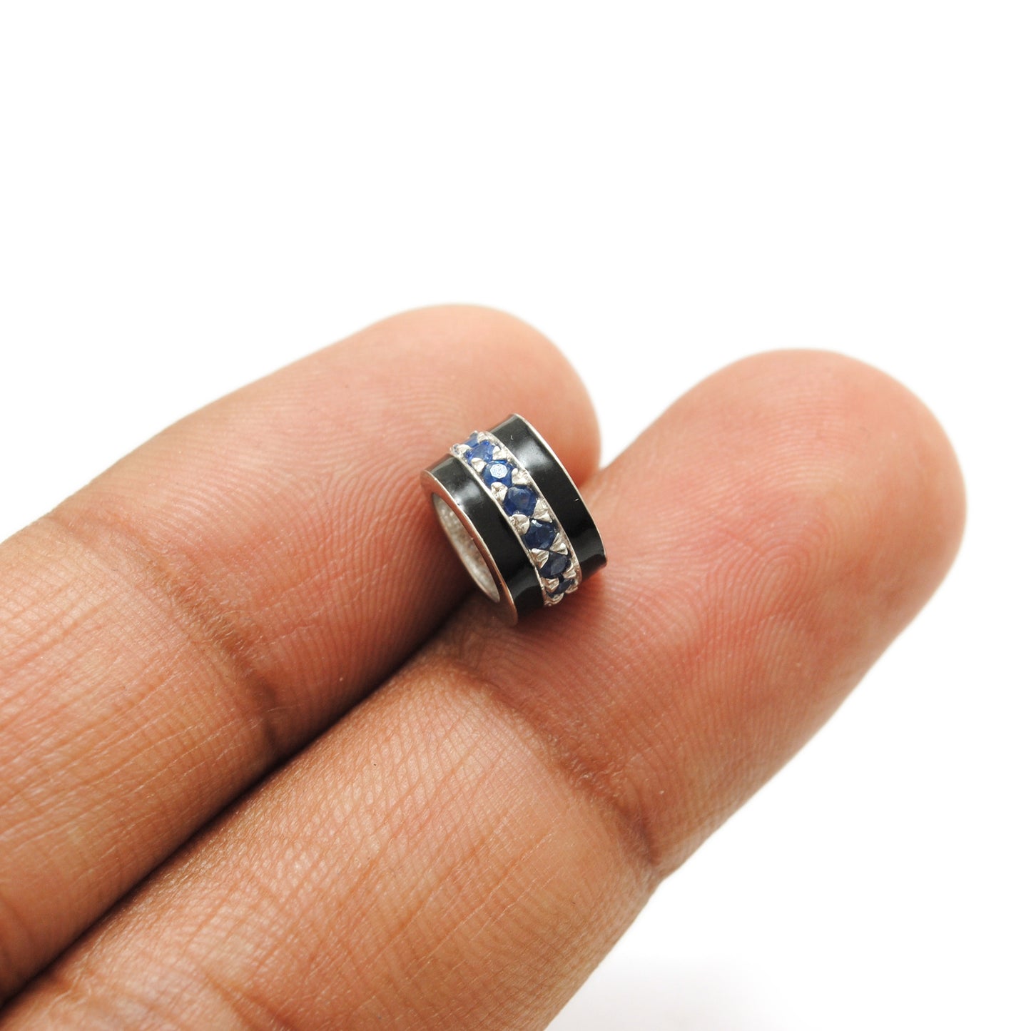 Sterling Silver Pavé Wheel Spacer Bead – Ruby Tsavorite Sapphire Diamond