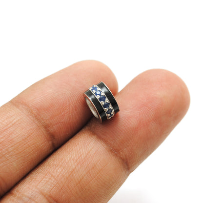 Sterling Silver Pavé Wheel Spacer Bead – Ruby Tsavorite Sapphire Diamond