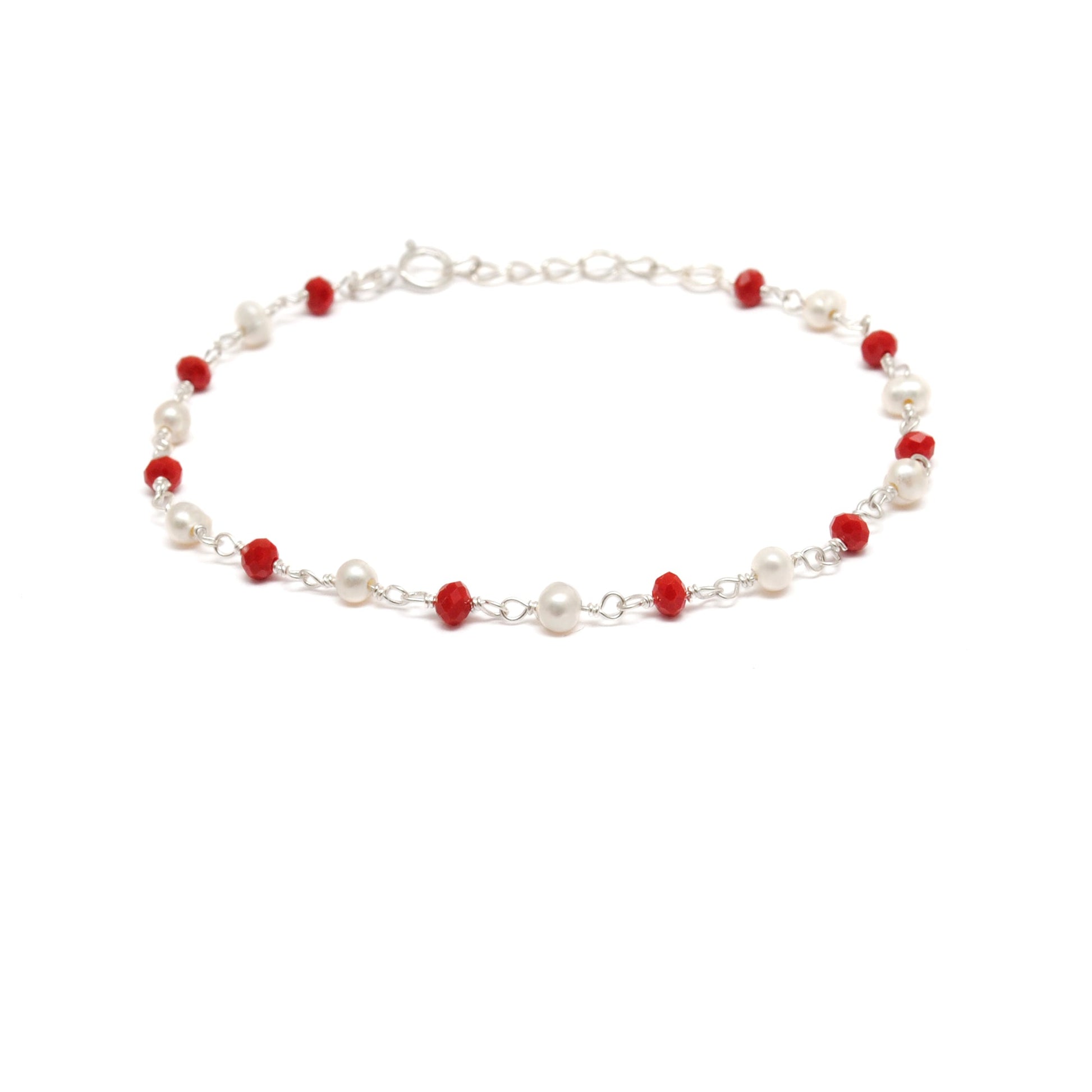 925 Sterling Silver Pearl with Multi-Gemstone Beaded Bracelet – Boho Jewelry - Kanika Creations