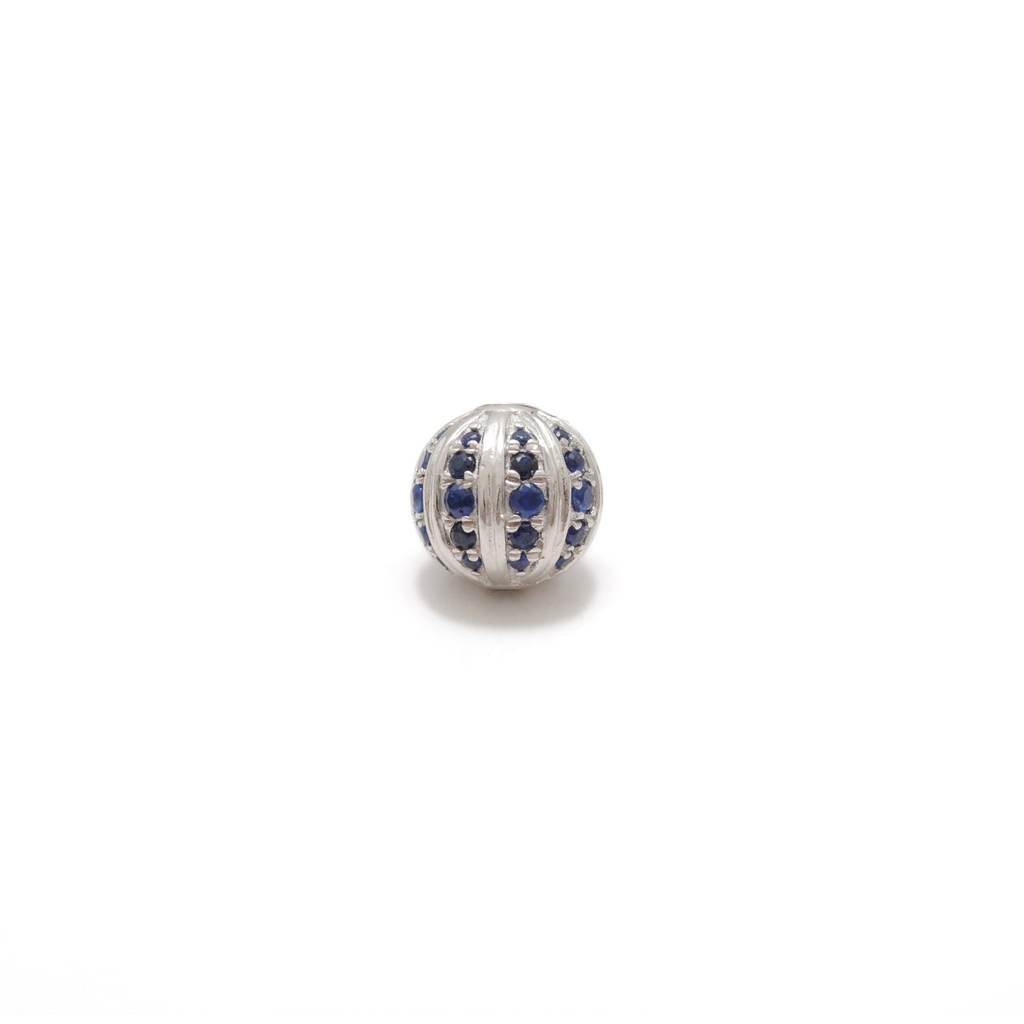 Tsavorite, Diamond & Ruby Pavé Bead Spacer – Sterling Silver 9mm