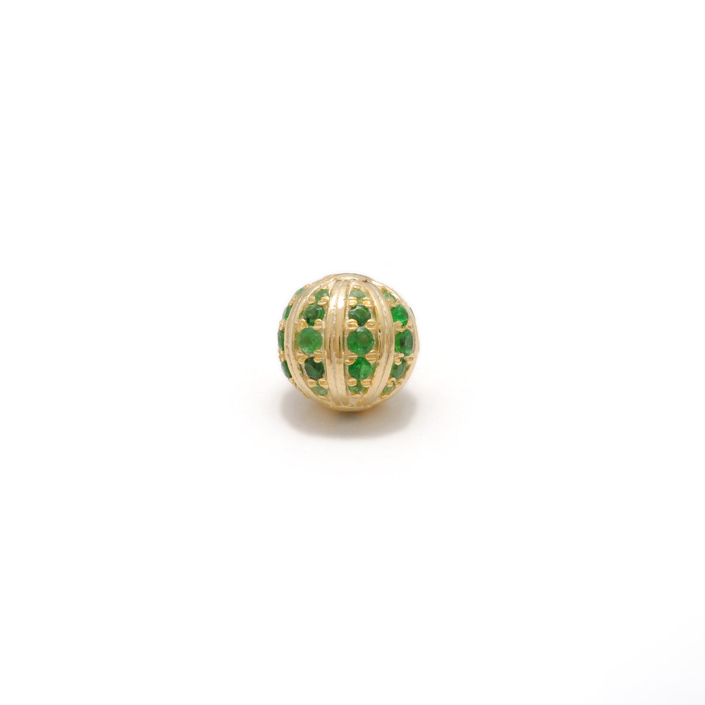Tsavorite, Diamond & Ruby Pavé Bead Spacer – Sterling Silver 9mm