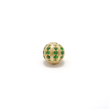 Tsavorite, Diamond & Ruby Pavé Bead Spacer – Sterling Silver 9mm
