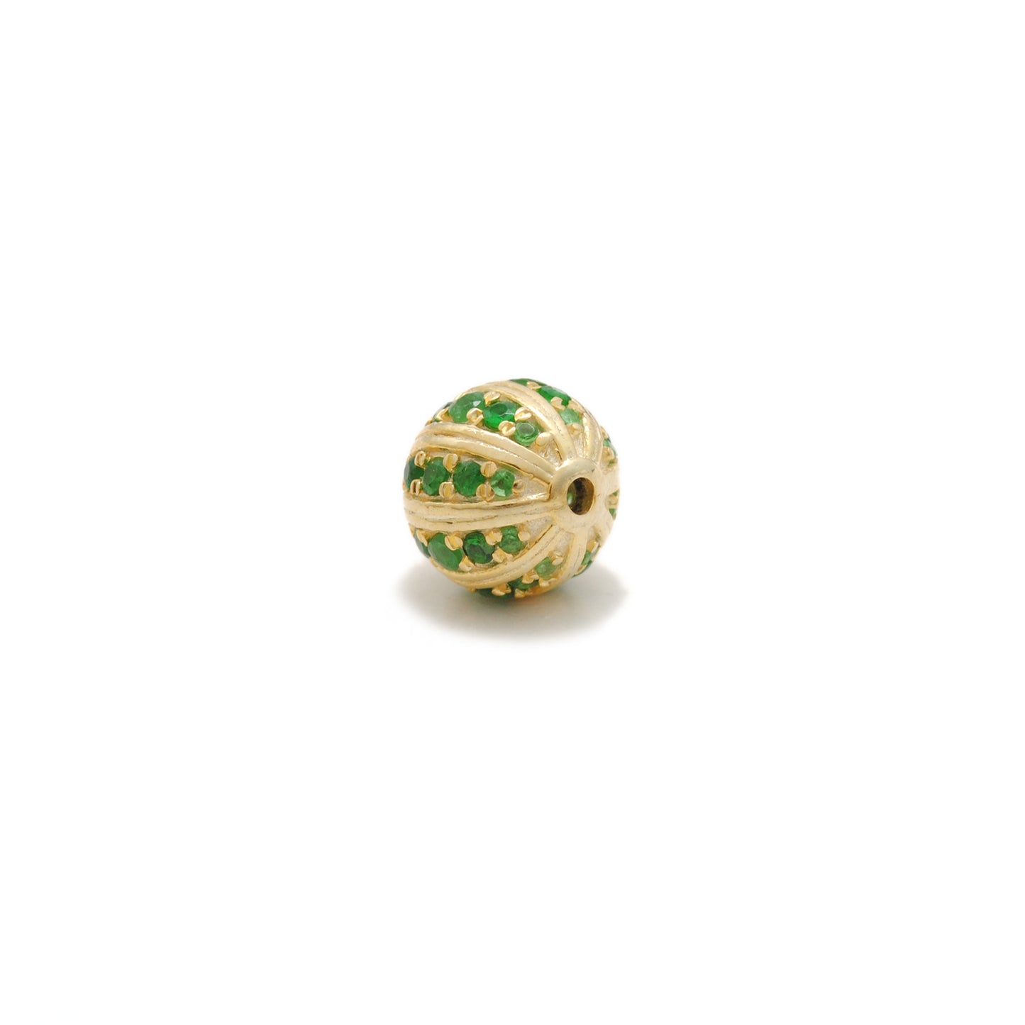 Tsavorite, Diamond & Ruby Pavé Bead Spacer – Sterling Silver 9mm