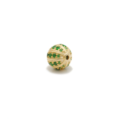 Tsavorite, Diamond & Ruby Pavé Bead Spacer – Sterling Silver 9mm