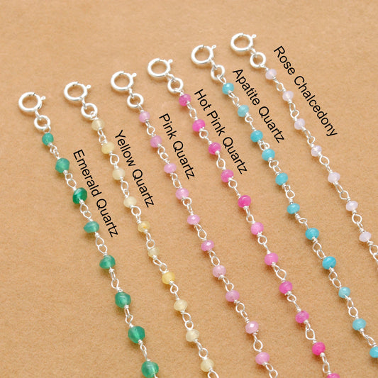 925 Sterling Silver Multi-Color Quartz & Gemstone Beaded Bracelet – Kanika - Kanika Creations