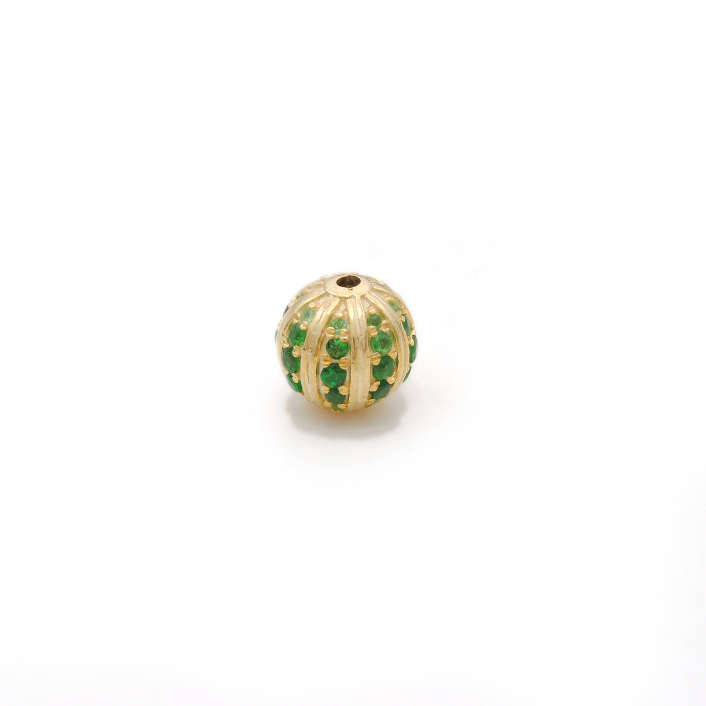 Tsavorite, Diamond & Ruby Pavé Bead Spacer – Sterling Silver 9mm