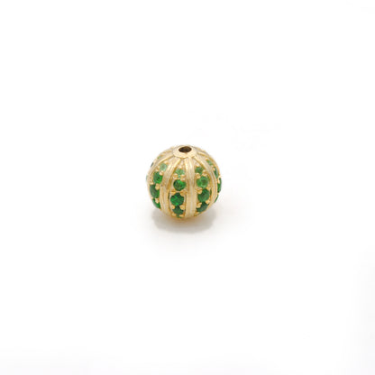 Tsavorite, Diamond & Ruby Pavé Bead Spacer – Sterling Silver 9mm
