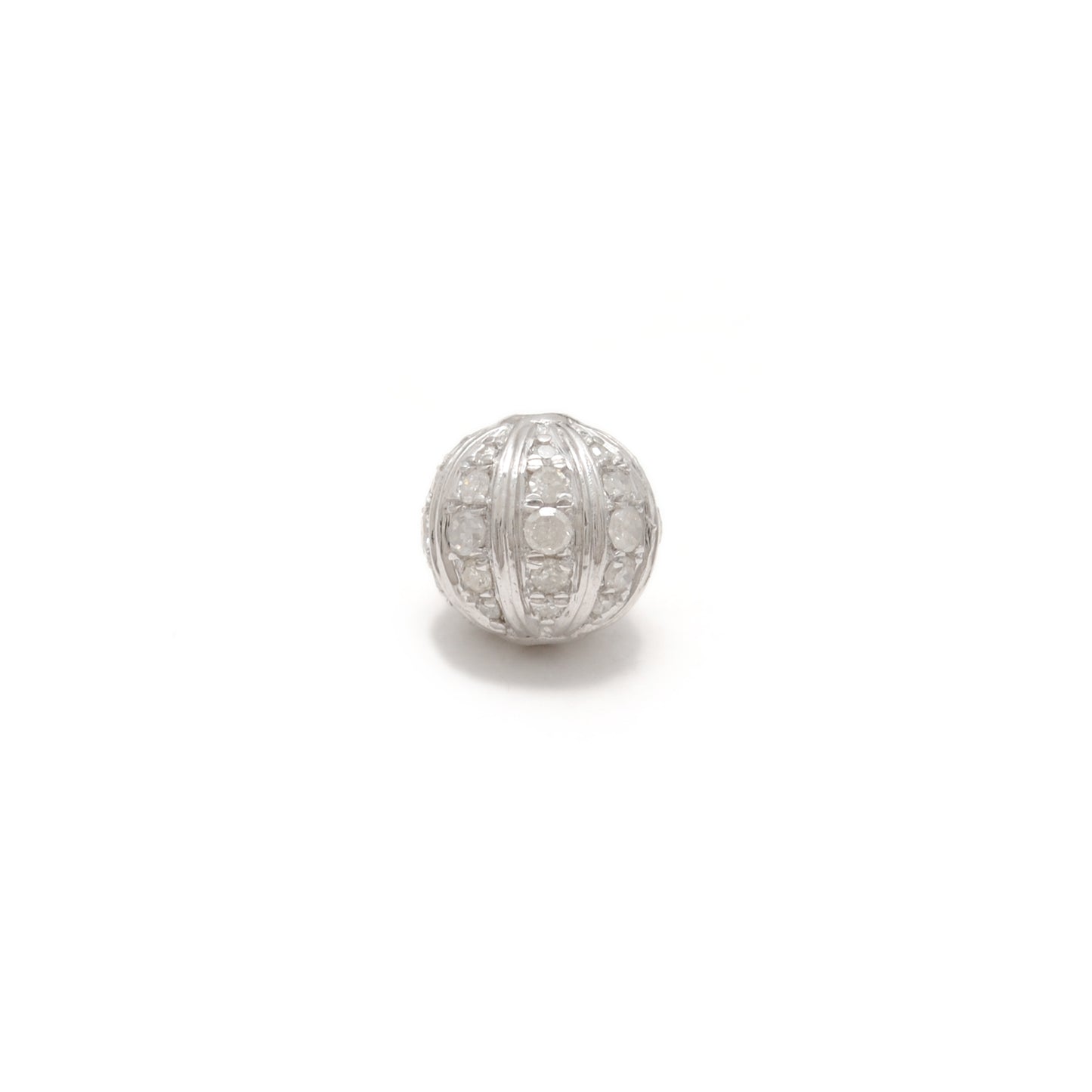 Tsavorite, Diamond & Ruby Pavé Bead Spacer – Sterling Silver 9mm