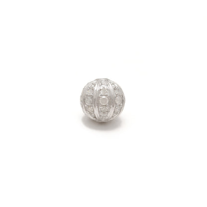Tsavorite, Diamond & Ruby Pavé Bead Spacer – Sterling Silver 9mm
