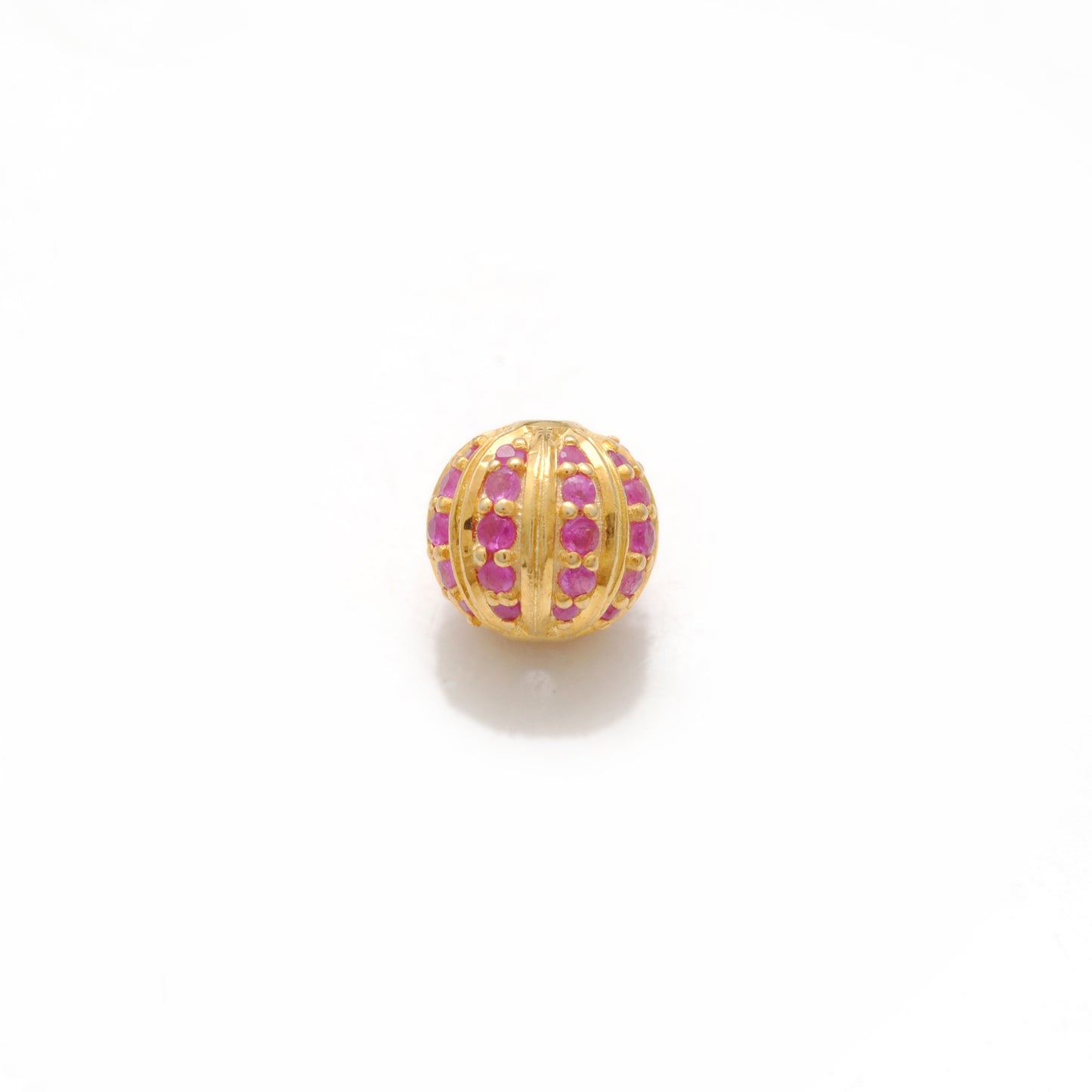 Tsavorite, Diamond & Ruby Pavé Bead Spacer – Sterling Silver 9mm