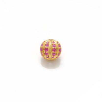 Tsavorite, Diamond & Ruby Pavé Bead Spacer – Sterling Silver 9mm