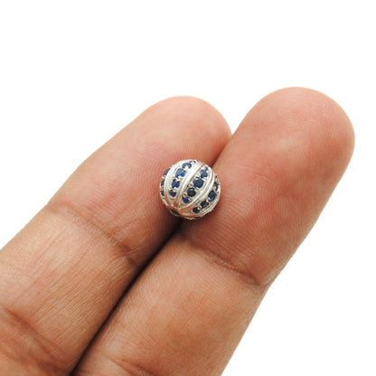 Tsavorite, Diamond & Ruby Pavé Bead Spacer – Sterling Silver 9mm