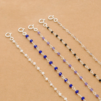Multi-Stone Sterling Silver Bracelet with Amethyst, Moonstone & More - Kanika Creations - Kanika Creations