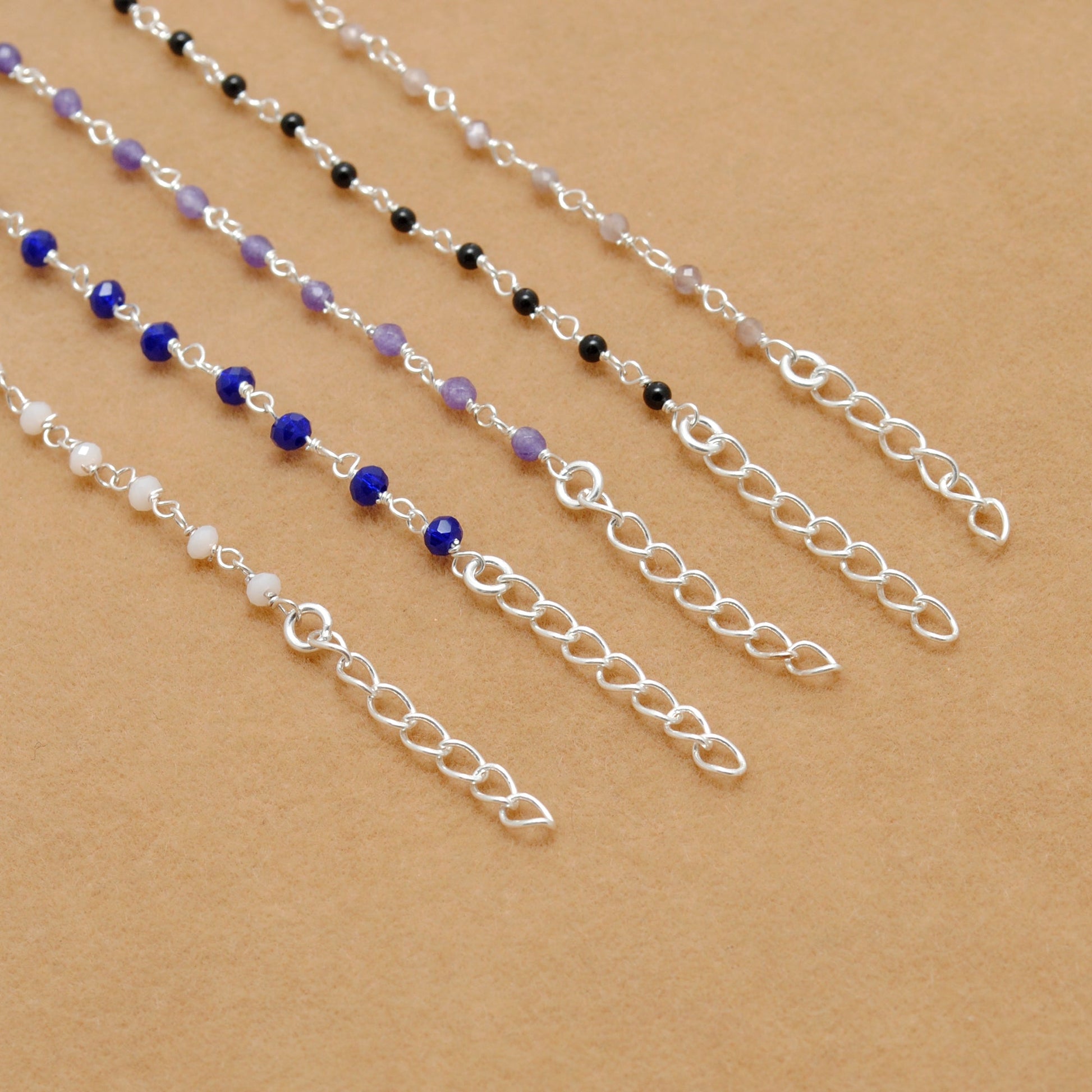 Multi-Stone Sterling Silver Bracelet with Amethyst, Moonstone & More - Kanika Creations - Kanika Creations