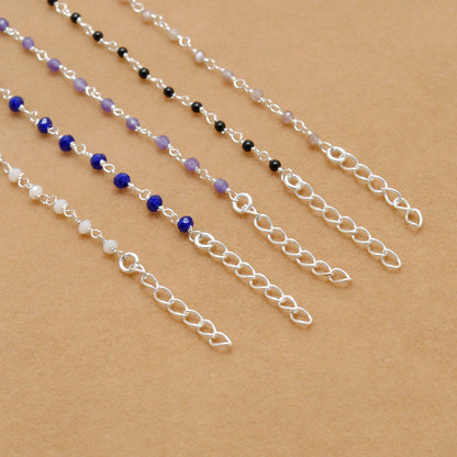 Multi-Stone Sterling Silver Bracelet with Amethyst, Moonstone & More - Kanika Creations - Kanika Creations