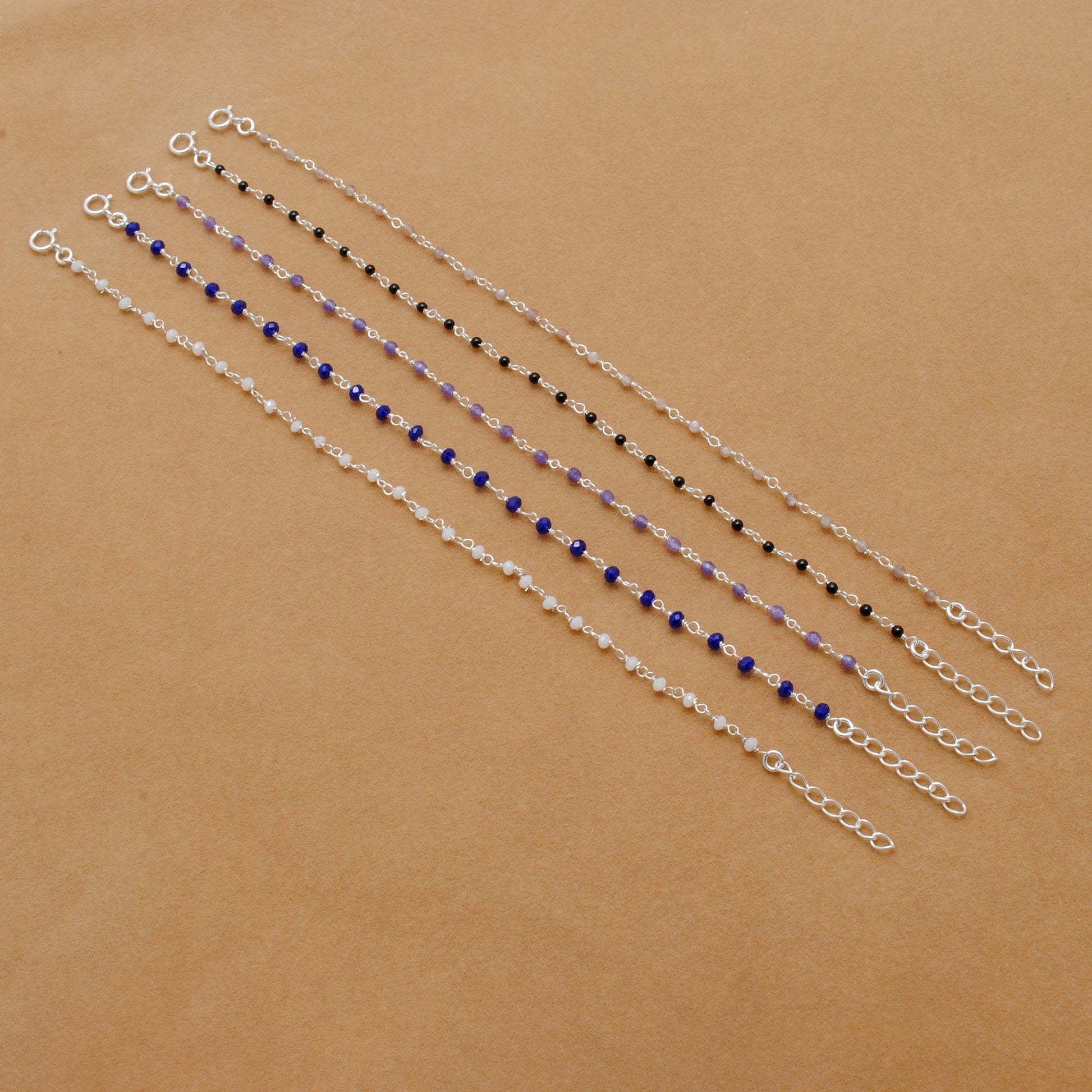 Multi-Stone Sterling Silver Bracelet with Amethyst, Moonstone & More - Kanika Creations - Kanika Creations
