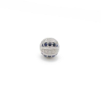 Tsavorite, Diamond & Ruby Pavé Bead Spacer – Sterling Silver 9mm