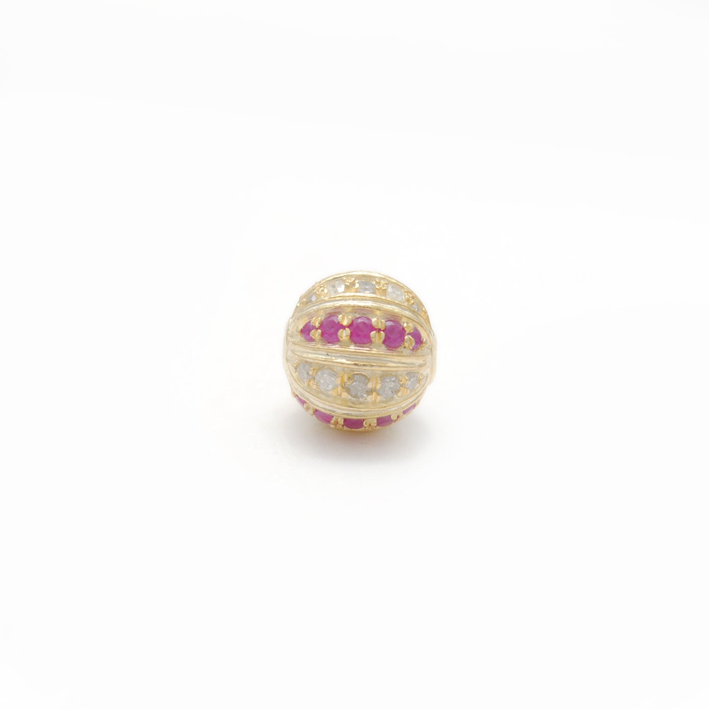 Tsavorite, Diamond & Ruby Pavé Bead Spacer – Sterling Silver 9mm