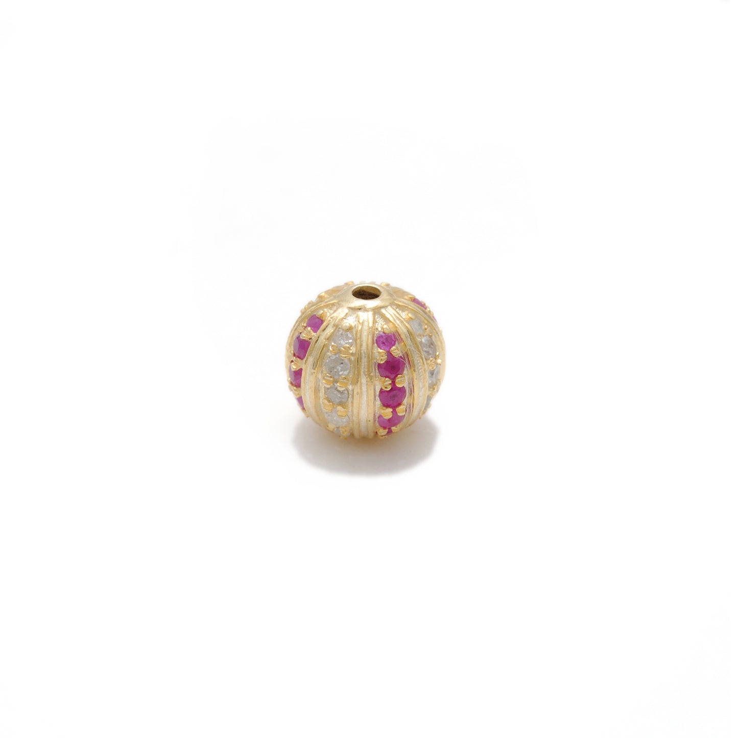 Tsavorite, Diamond & Ruby Pavé Bead Spacer – Sterling Silver 9mm