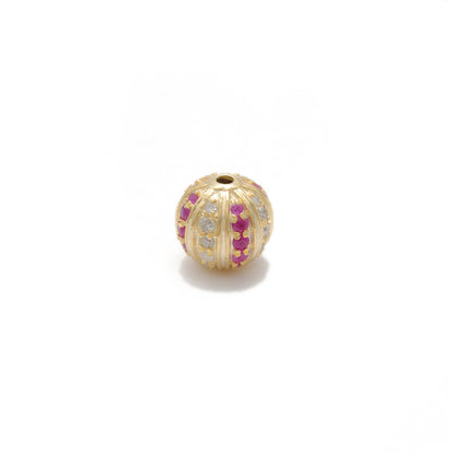 Tsavorite, Diamond & Ruby Pavé Bead Spacer – Sterling Silver 9mm