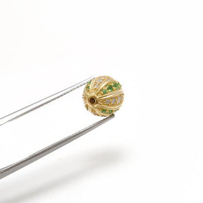 Tsavorite, Diamond & Ruby Pavé Bead Spacer – Sterling Silver 9mm