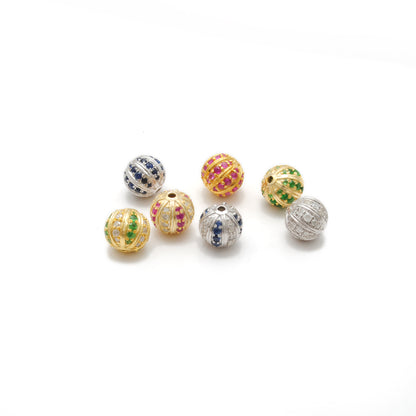 Tsavorite, Diamond & Ruby Pavé Bead Spacer – Sterling Silver 9mm