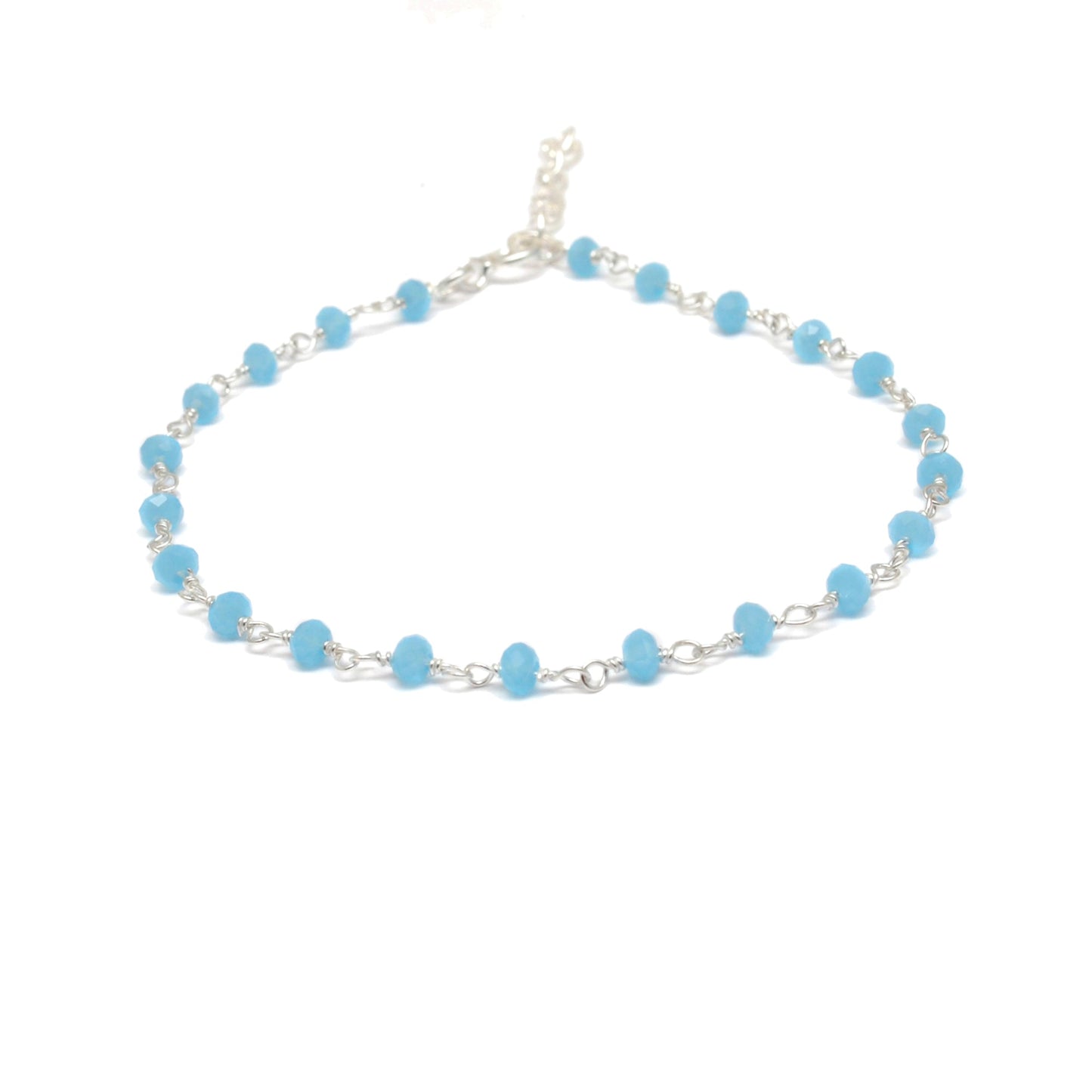 925 Sterling Silver Bracelet with Aqua, Emerald, Ruby & Sapphire Quartz and Chalcedony Stones - Kanika Creations
