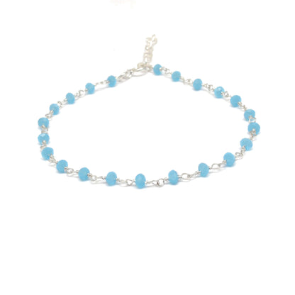 925 Sterling Silver Bracelet with Aqua, Emerald, Ruby & Sapphire Quartz and Chalcedony Stones - Kanika Creations
