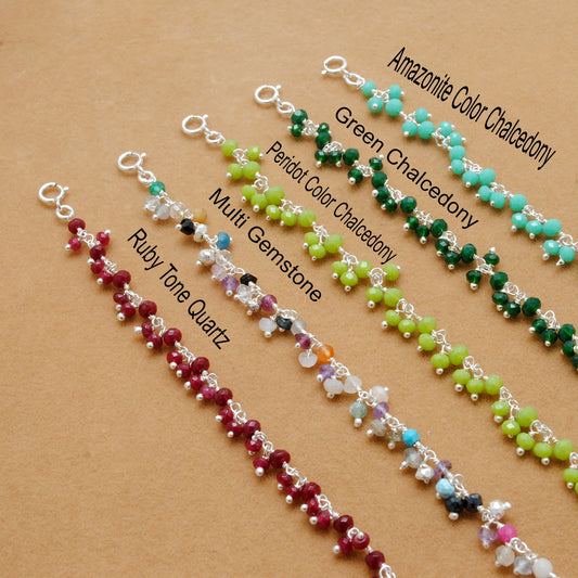 Vibrant Multicolor Chalcedony Gemstone Necklace in 925 Sterling Silver – Handcrafted Elegance - Kanika Creations