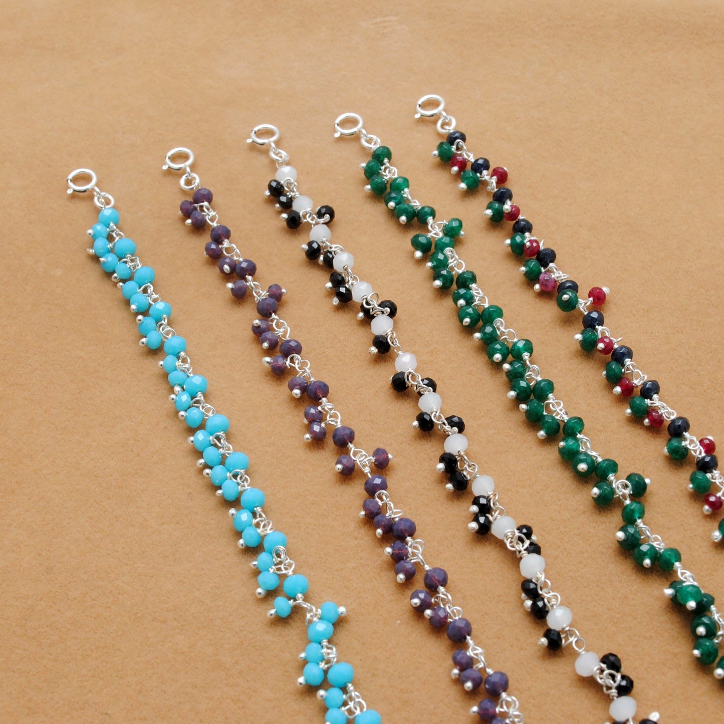 Colorful Gemstone Necklace in 925 Sterling Silver – Handcrafted Elegance with Ers Quartz & Chalcedony - Kanika Creations