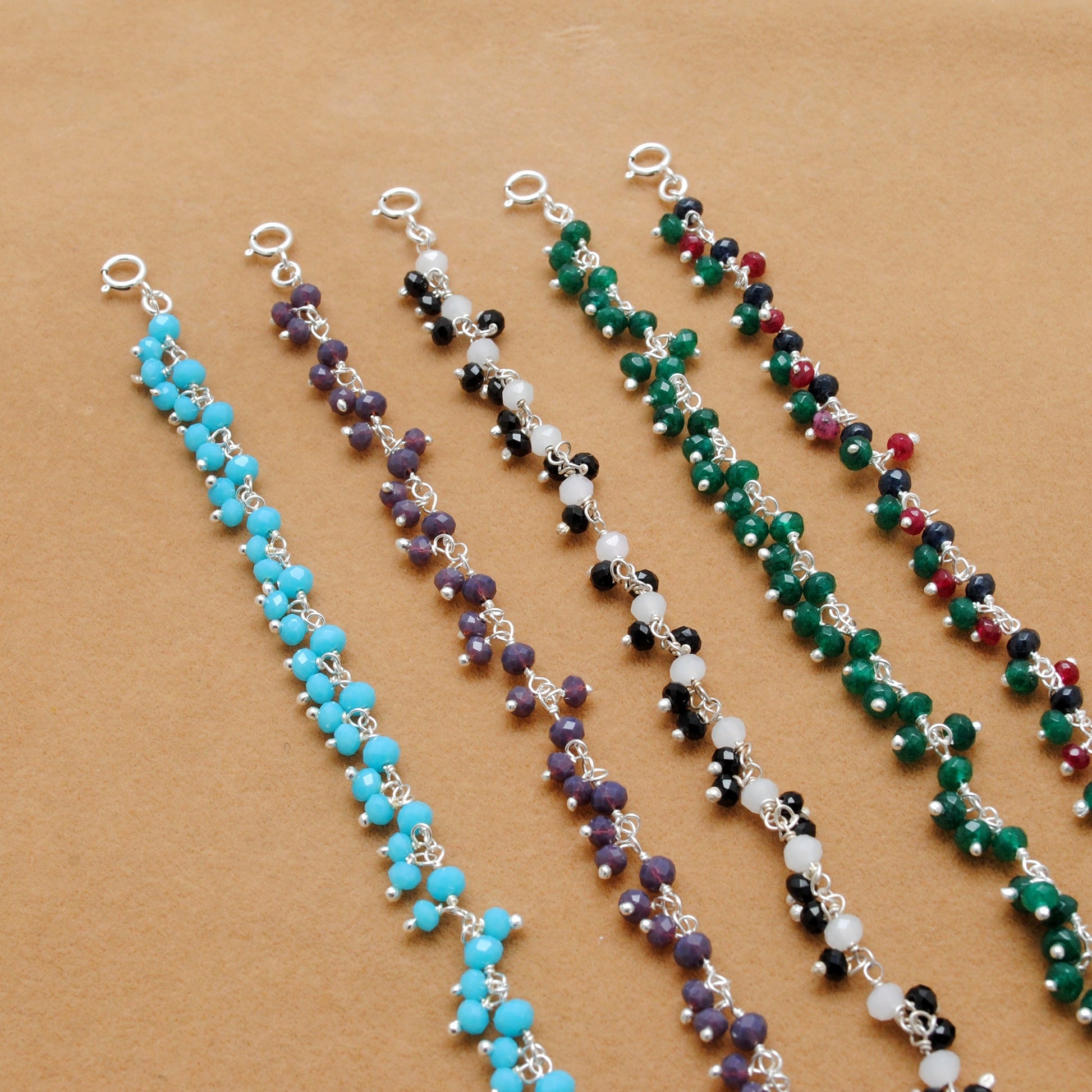 Colorful Gemstone Necklace in 925 Sterling Silver – Handcrafted Elegance with Ers Quartz & Chalcedony - Kanika Creations