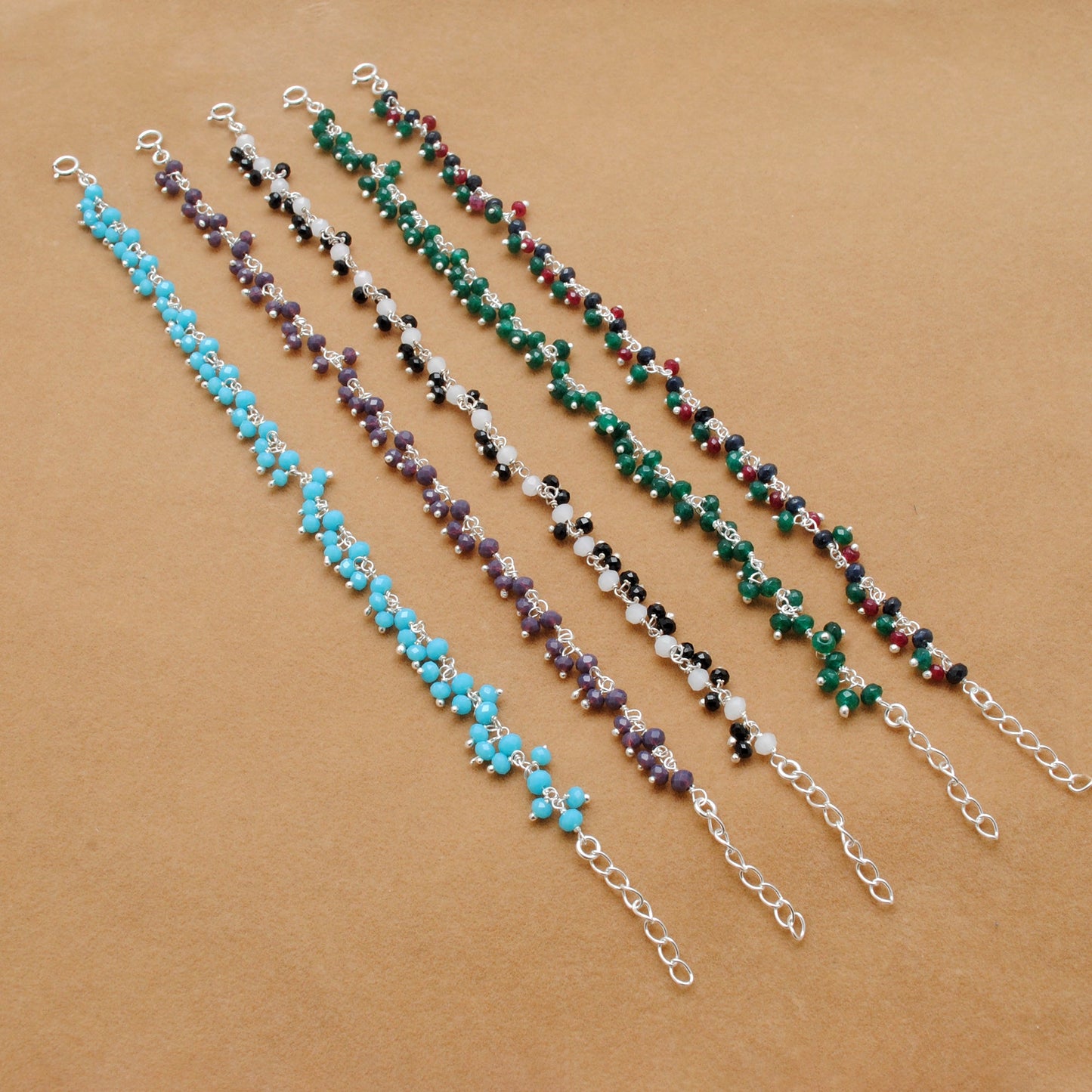 Colorful Gemstone Necklace in 925 Sterling Silver – Handcrafted Elegance with Ers Quartz & Chalcedony - Kanika Creations
