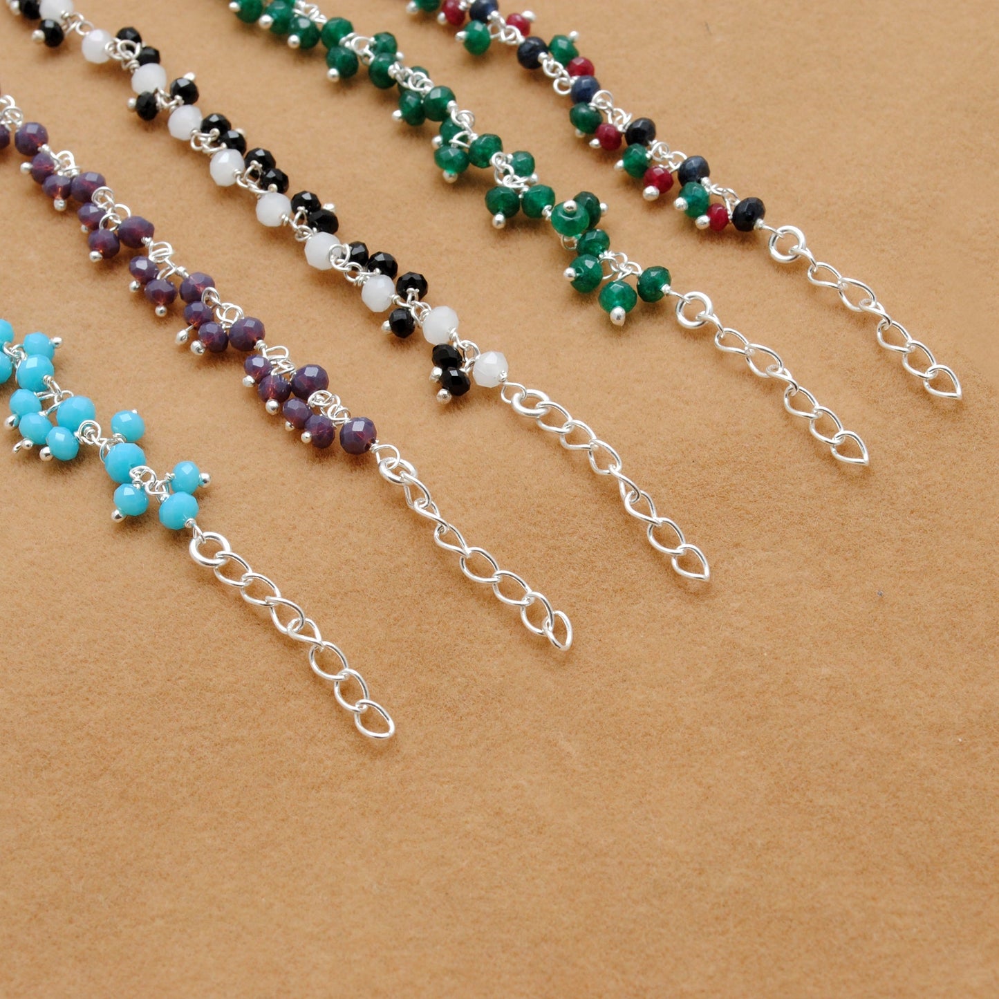 Colorful Gemstone Necklace in 925 Sterling Silver – Handcrafted Elegance with Ers Quartz & Chalcedony - Kanika Creations