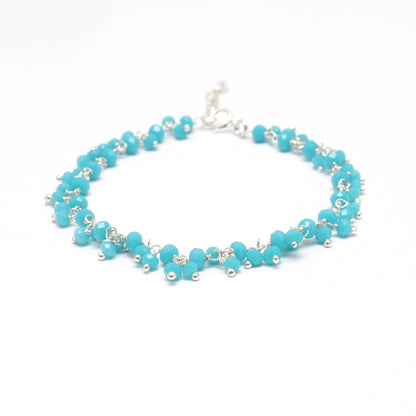 Colorful Gemstone Necklace in 925 Sterling Silver – Handcrafted Elegance with Ers Quartz & Chalcedony - Kanika Creations