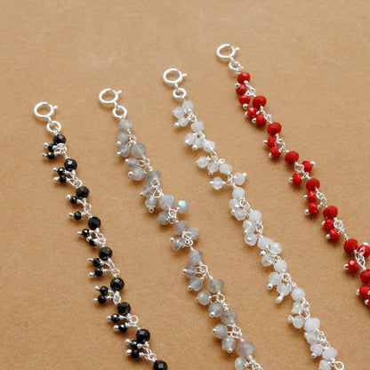 925 Sterling Silver Multi-Gemstone Beaded Necklace – Moonstone, Chalcedony & More - Kanika Creations