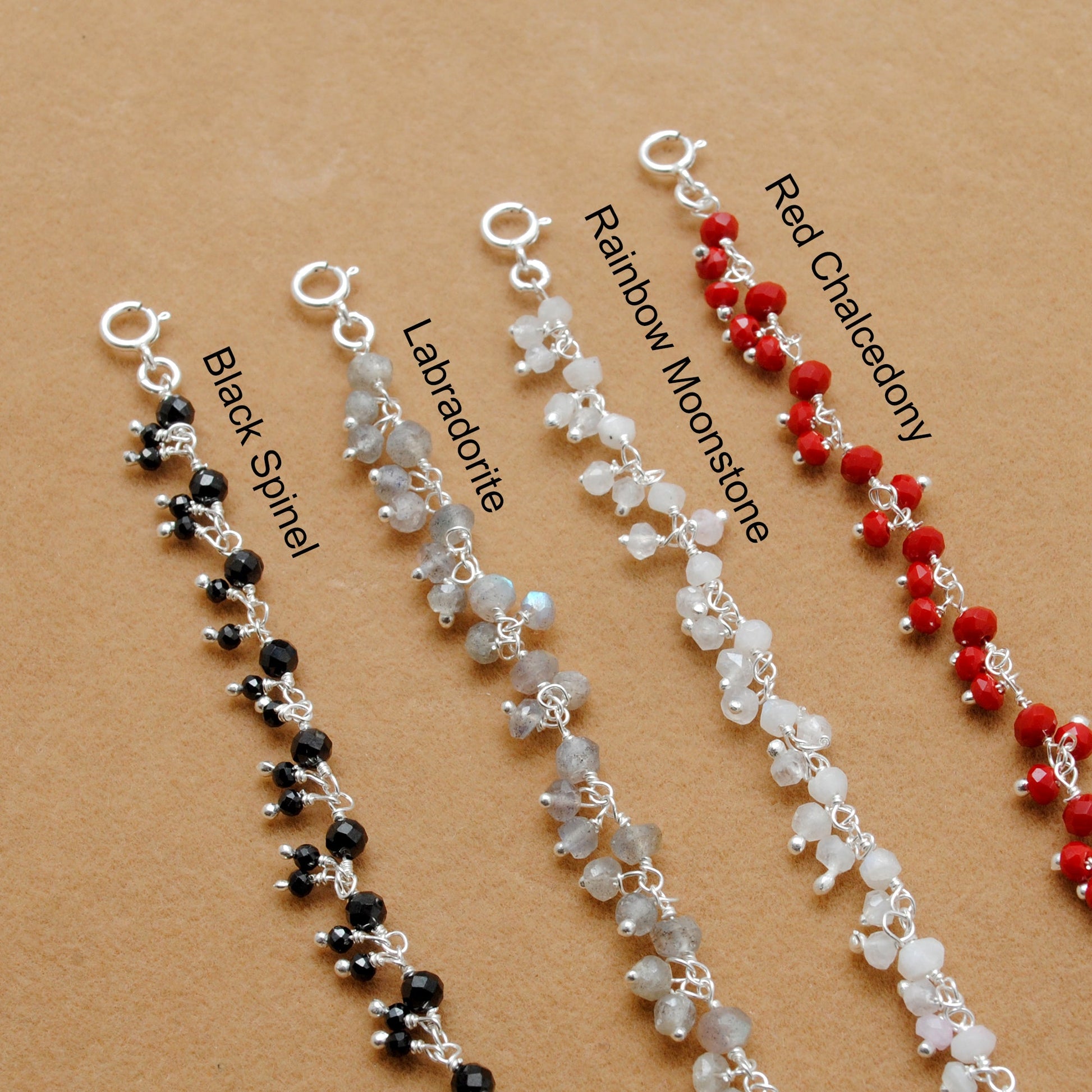 925 Sterling Silver Multi-Gemstone Beaded Necklace – Moonstone, Chalcedony & More - Kanika Creations