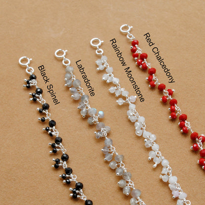 925 Sterling Silver Multi-Gemstone Beaded Necklace – Moonstone, Chalcedony & More - Kanika Creations