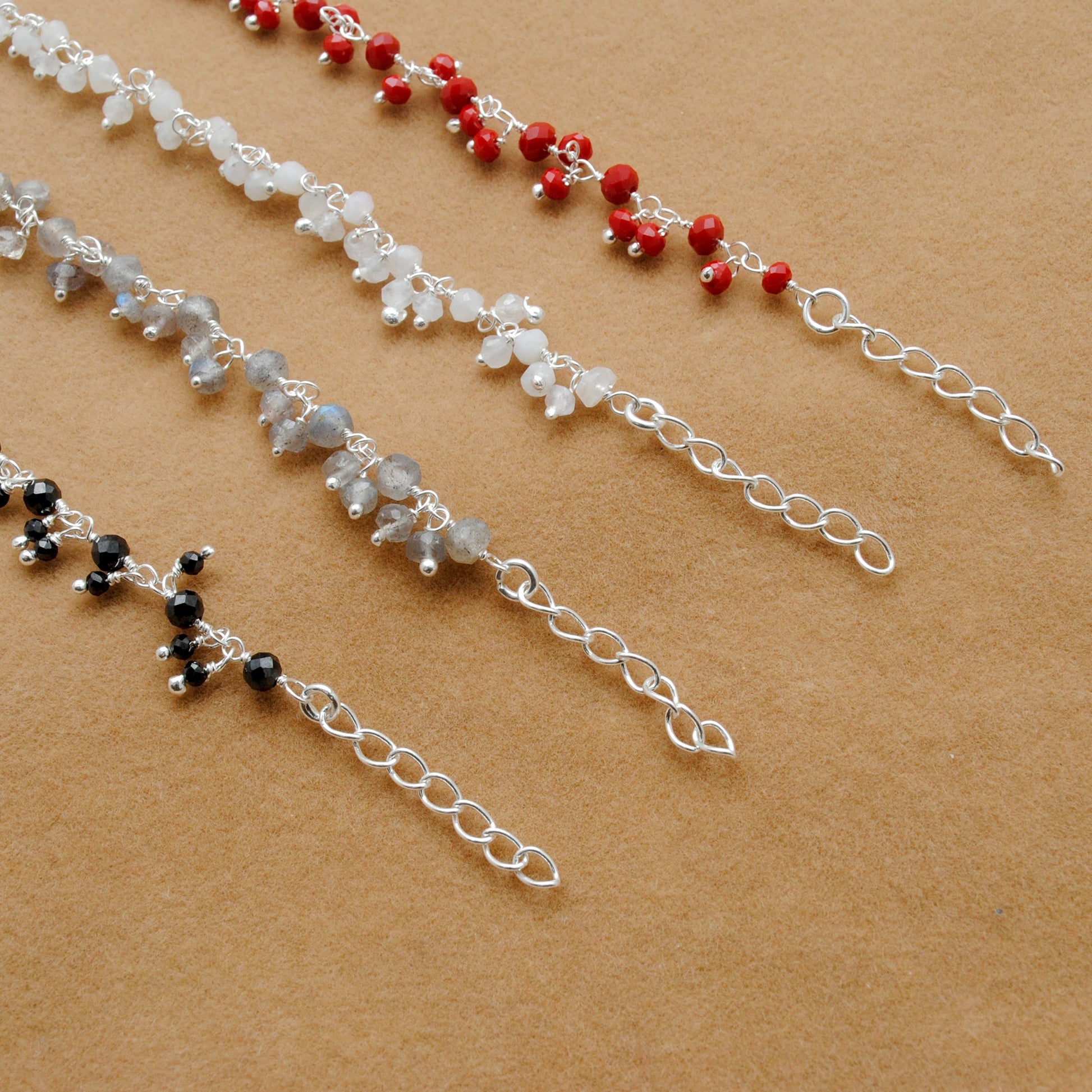 925 Sterling Silver Multi-Gemstone Beaded Necklace – Moonstone, Chalcedony & More - Kanika Creations