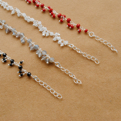 925 Sterling Silver Multi-Gemstone Beaded Necklace – Moonstone, Chalcedony & More - Kanika Creations