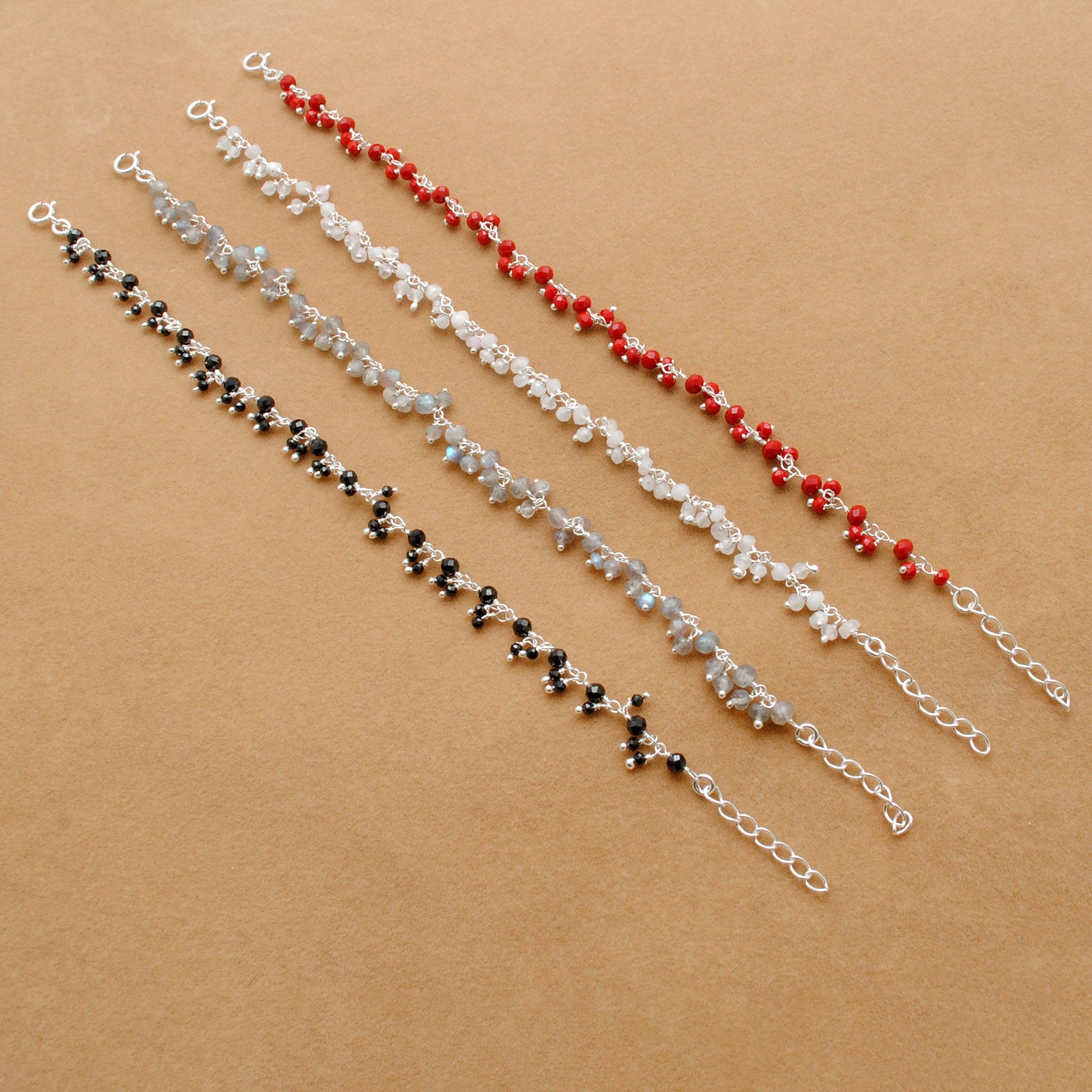 925 Sterling Silver Multi-Gemstone Beaded Necklace – Moonstone, Chalcedony & More - Kanika Creations