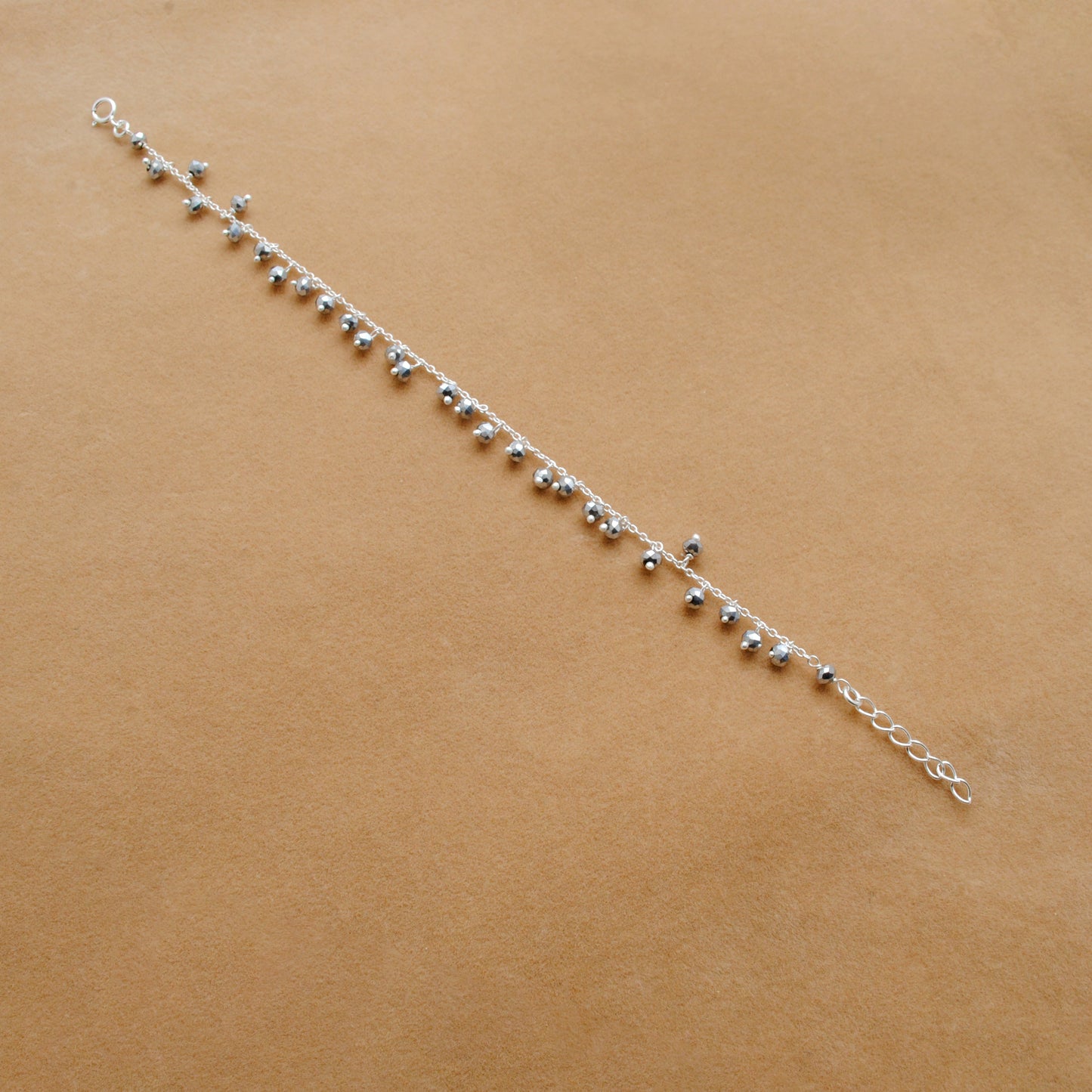 Handmade 925 Sterling Silver Rosary Chain Bracelet and Matching Necklace – Dangling Beads Jewelry - Kanika Creations