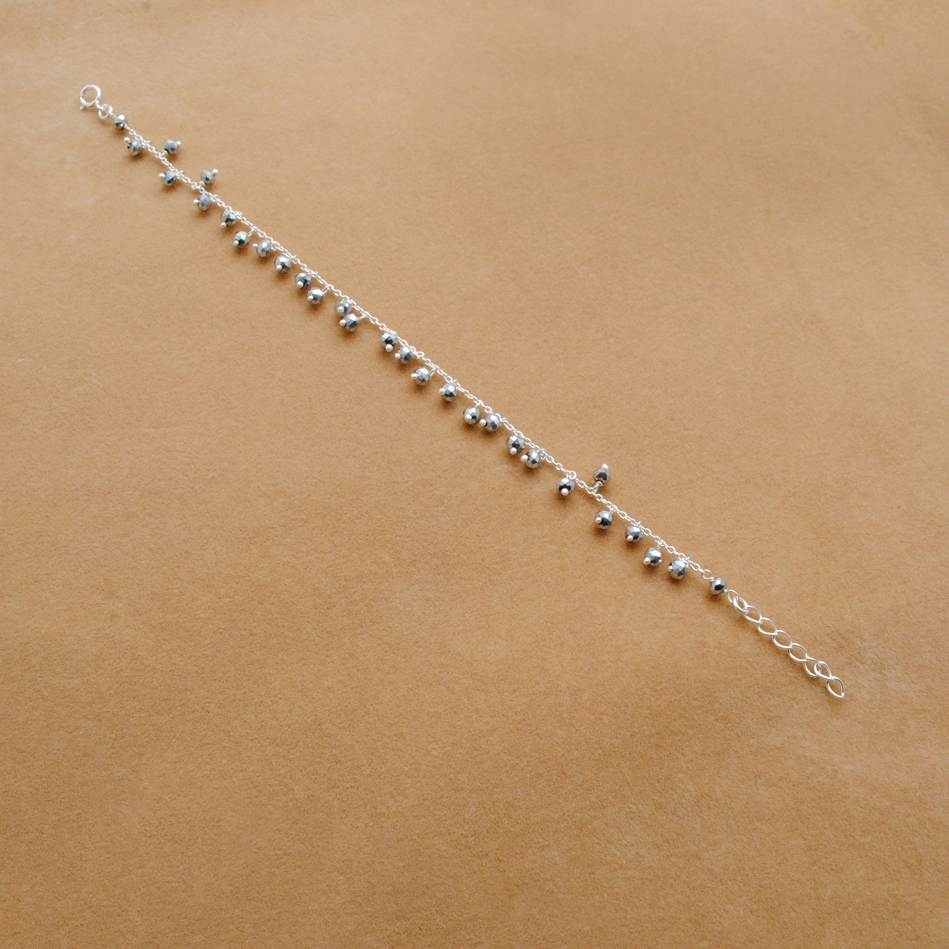 Handmade 925 Sterling Silver Rosary Chain Bracelet and Matching Necklace – Dangling Beads Jewelry - Kanika Creations