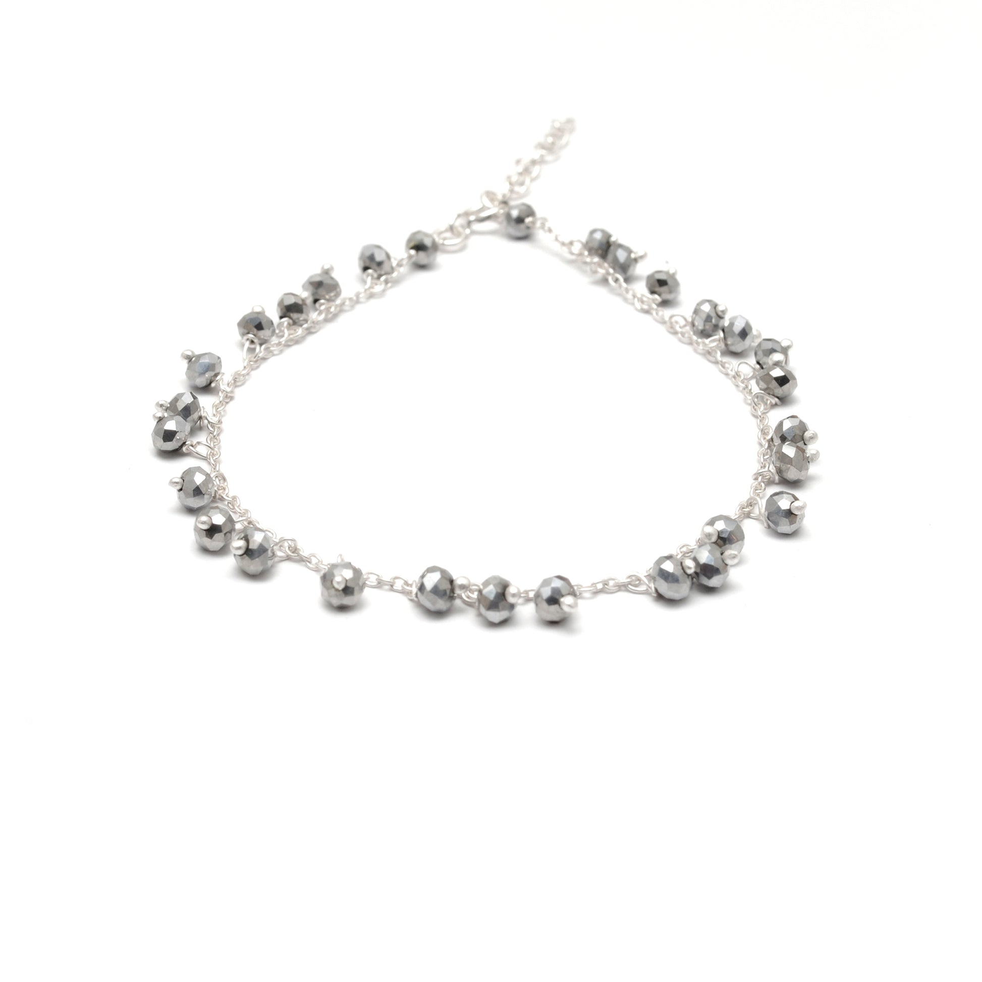 Handmade 925 Sterling Silver Rosary Chain Bracelet and Matching Necklace – Dangling Beads Jewelry - Kanika Creations