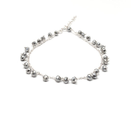Handmade 925 Sterling Silver Rosary Chain Bracelet and Matching Necklace – Dangling Beads Jewelry - Kanika Creations