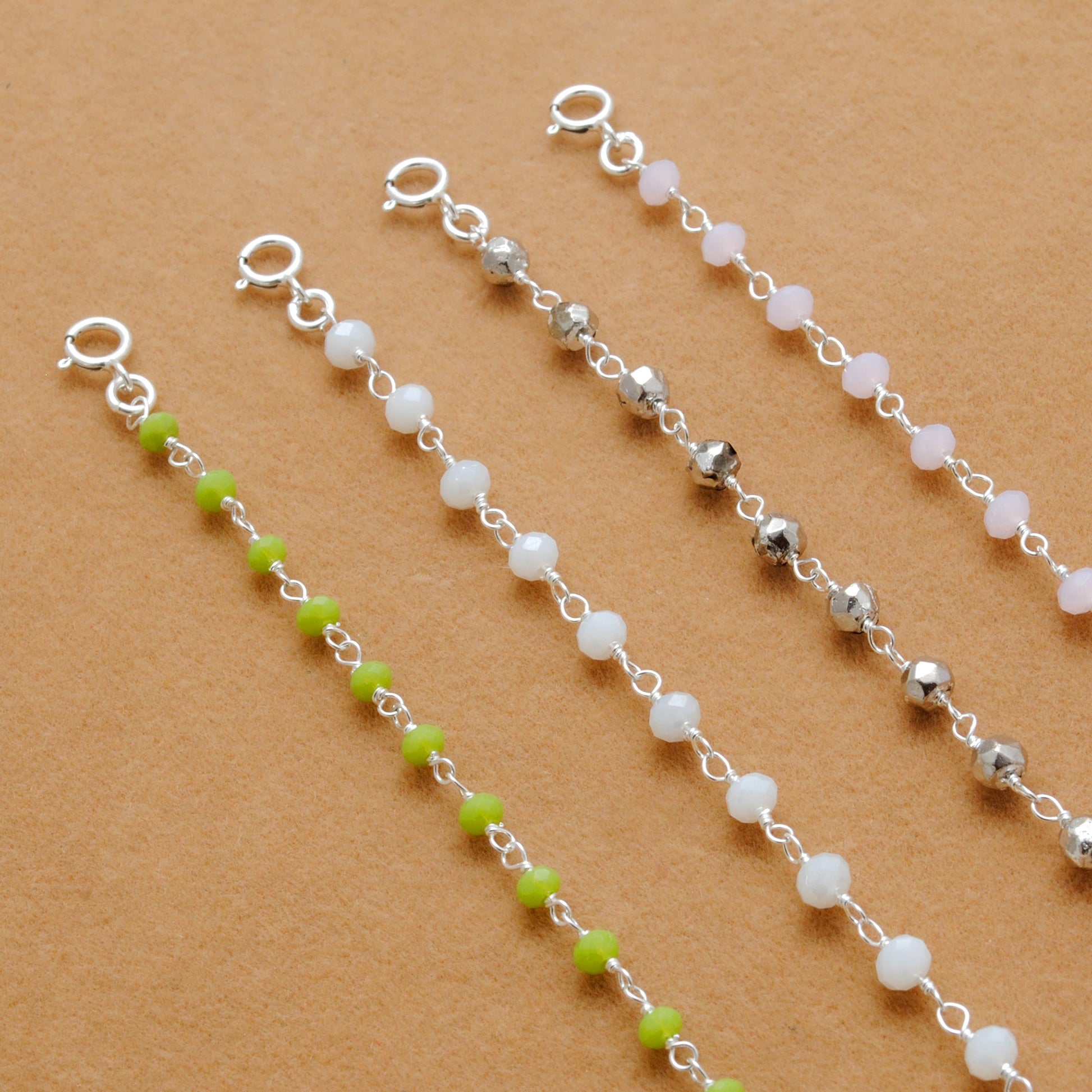 925 Sterling Silver Rose & Green Chalcedony Necklace with Pyrite Gem - Kanika Creations