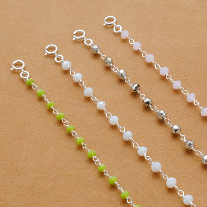 925 Sterling Silver Rose & Green Chalcedony Necklace with Pyrite Gem - Kanika Creations